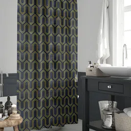 ArtzFolio Black & Yellow Printed Waterproof Shower Curtain-image-61