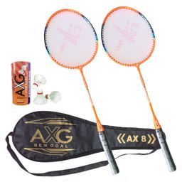 Axg New Goal Inescapable Badminton Racquets  3 Feather Shuttles And Cover Badminton Kit - Orange-18