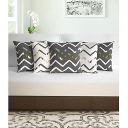 Divine Casa Polyester Cushions Cover Pack Of 5 - Grey White-27