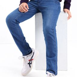 Pine Kids Cotton Spandex Woven Full Length 5 Pockets Washed Denim Jeans - Mid Blue-image-22
