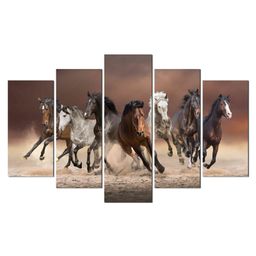 WENS Vastu Seven Horses 5 Pieces Laminated Wall Art Panels  -Multicolor-image-34