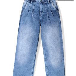Pine Kids Cotton Elastane Woven Full Length Washed Denim Jeans - Medium Blue-image-33