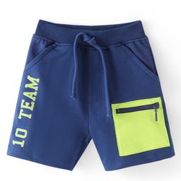 Babyhug Cotton Looper Knit Solid Shorts with Text Print - Navy Blue-picture-22