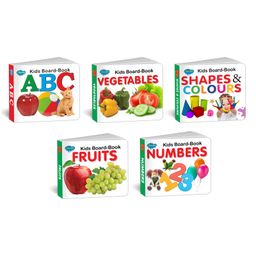 Early Learning Little Library Kids Children Baby Books Set of 5 Books - Alphabets Fruits Vegetables Shapes & Colours Numbers - English-15