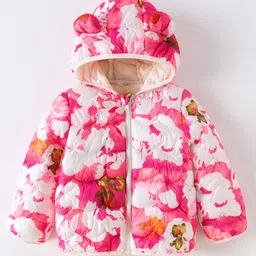 Kookie Kids Full Sleeves Padded Printed Winter Jacket Bear  Applique - Multicolour-picture-36
