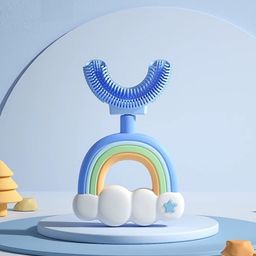 Soft Silicone Rainbow Shaped BPA-Free Baby Teether - Blue-10