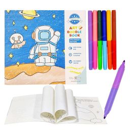 Astronaut Theme Coloring Book with 6 Pcs Double Sided Sketch Markers-1
