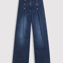 Tiny Girl Denim Button Embellished Jeans - Dark Blue-image-78
