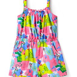 Babyhug Cotton Knit Sleeveless Jumpsuit With Floral Print - White-image-63