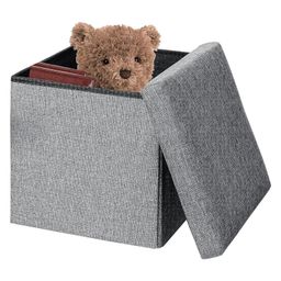 FunBlast Portable & Foldable Storage Stool with Seat Cushion Grey-16