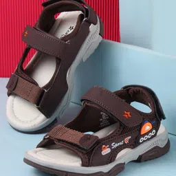 Cute Walk by Babyhug Velcro Closure Sandals with Vehicle Applique - Brown-picture-29