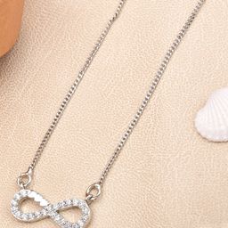 SHILLYN Silver-Plated Cubic Zirconia Studded Infinity Heart Pendant With Chain-image-17