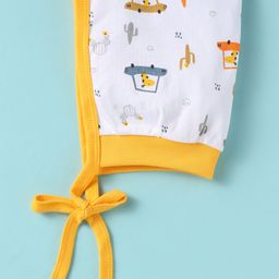 Child World Interlock Knit Cap Mittens & Booties Set With Vehicle Print Yellow - Diameter 18 cm image 2