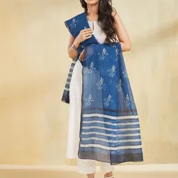 Fabindia Floral Printed Cotton Silk Dupatta-44