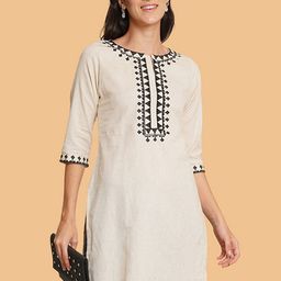 Brownverse Women Embroidered Khadi Kurta-image-55