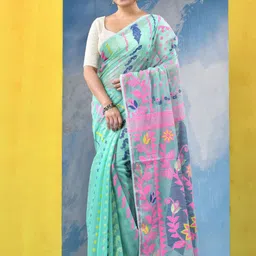 DESH BIDESH Floral Woven Design Jamdani Saree-image-10