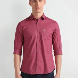 U.S. Polo Assn. Dark Pink Slim Fit Cotton Shirt-picture-31