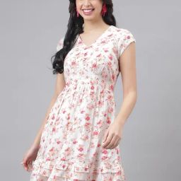 Latin Quarters Pink Printed A Line Dress-image-82