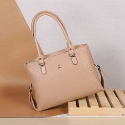 Mochi Beige Textured Medium Tote Handbag-45