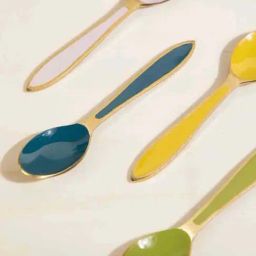 Freedom Tree Eventime Enamel Painted Brass Dessert Spoon- Set of 4 image 2