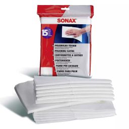 SONAX White Cotton Polishing Cloths (Set of 15)-19