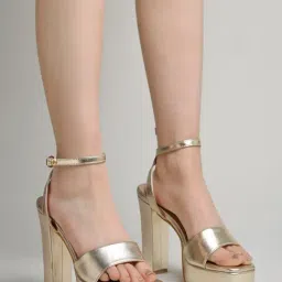 Shoetopia Women's Golden Ankle Strap Sandals-picture-4