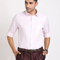 Turtle Light Pink Cotton Slim Fit Checks Shirt-picture-40