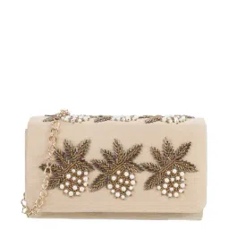 Mochi Beige Embellished Medium Clutch-image-26
