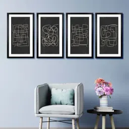999store Black & Beige Abstract Line Canvas Wall Painting-19