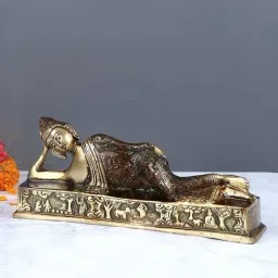 Aapno Rajasthan Golden Brass Buddha Showpiece - Set of 1-image-41
