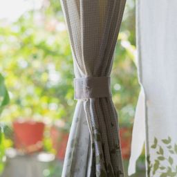 Urban Space Blue Cotton Window Curtain With Tieback & Eyelet - Set of 2 image 4
