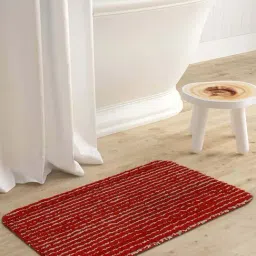 Saral Home Red & White Microfibre Anti-Skid Bathmat - Set of 1-image-11