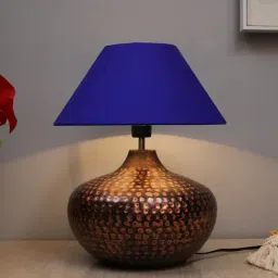 Homesake Blue Hammered Oil-Rubbed Bronze Metal Table Lamp-36