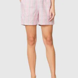 Van Heusen Pink Checks Shorts-image-98