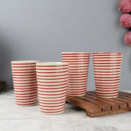VarEesha Red Ceramic Drinking Glasses - Set of 4-image-71