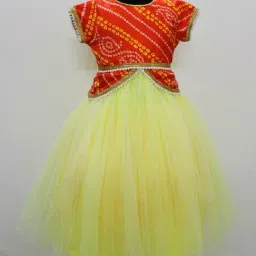 Many Frocks Kids Yellow & Orange Embellished Gown-image-24