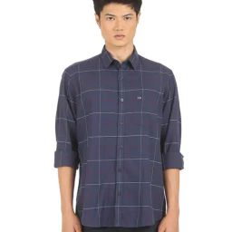 Arrow Navy Cotton Regular Fit Checks Shirt-picture-16
