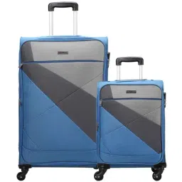 Carriall Blue 4 Wheel Large Soft Cabin Trolley Set of 2 - 78 cm-image-83