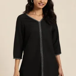Qurvii Black Embellished Top-image-95