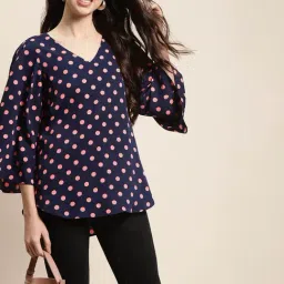 Qurvii Navy & Pink Polka Dot Top-picture-19
