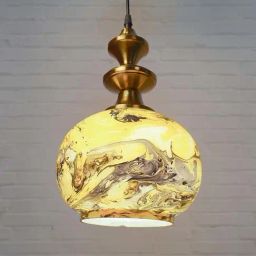 FOS LIGHTING Contemporary Yellow & Golden Steel Globe Glass Hanging Light-image-118
