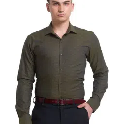 Park Avenue Olive Green Slim Fit Printed Shirt-image-48