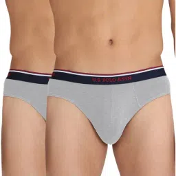 U.S. Polo Assn. Grey Melange Briefs - Pack of 2-image-1