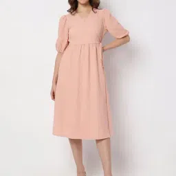 Vero Moda Peach Textured Wrap Dress-picture-30