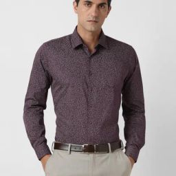Van Heusen Purple Cotton Slim Fit Printed Shirt-image-65