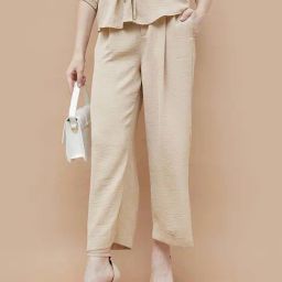 Code By Lifestyle Medium Beige Regular Fit Trousers-1
