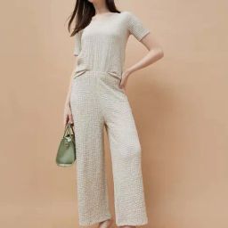 Code By Lifestyle Off White Regular Fit Textured Trousers image 5