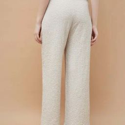Code By Lifestyle Off White Regular Fit Textured Trousers image 2