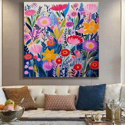 999Store Multicolor Canvas Vibrant Floral Art Painting-image-99
