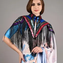 Odette Multicolored Embellished Fancy Short Cape image 1